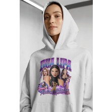 Sevbano Dua Lipa Şarkıcı Ön Baskılı Unisex Oversize Premium Hoodie