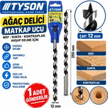 Tyson Ağaç Ahşap Delici Matkap Ucu Mdf Sunta Kontraplak 12 x 250 mm 1 Adet Gönderilir