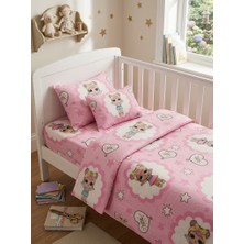 Erca Home Tekstil Ürünleri Pamuklu  Ranforce Bebek Lastikli Çarşaf ve Yastık Kılıflı Nevresim Takımı Pembe 70 x 120 Pembe Lol