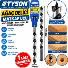 Tyson Ağaç Ahşap Delici Matkap Ucu Mdf Sunta Kontraplak 16 x 250 mm 1 Adet Gönderilir