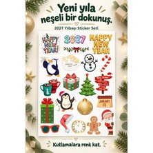 Hanelia Art 2027 Yılbaşı Sticker Seti – Yeni Yıl Temalı Renkli Çıkartmalar, Hediye Paketi, Kart, Defter ve Laptop Sticker