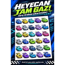Hanelia Art Yarış Arabası Sticker Seti – Renkli Sevimli Araba Çıkartmaları – Defter, Kitap ve Etkinlik Etiketi