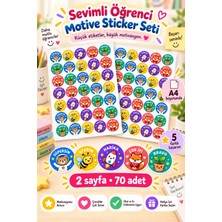 Hanelia Art Sevimli Öğrenci Motive Sticker Seti 70 Adet 2 Sayfa – Aferin, Bravo, Harika, Çok Iyi ve Süpersin Etiketleri