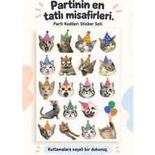 Hanelia Art Parti Kedileri Sticker Seti – Komik Kedi Çıkartmaları, Doğum Günü, Hediye Paketi, Defter ve Laptop Sticker