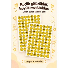 Hanelia Art Gülen Surat Sticker Seti 140 Adet 2 Sayfa Sarı Gülücük Sticker – Defter, Laptop, Hediye Süsleme Etiketi
