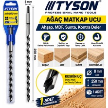 Tyson Ağaç Ahşap Matkap Delici Ucu Mdf Ahşap Sunta Kontra Deler 8 x 250 mm