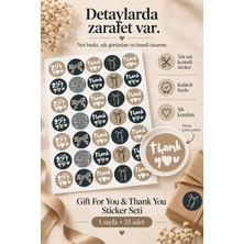 Hanelia Art Gift For You & Thank You Sticker Seti 35 Adet 1 Sayfa Yuvarlak Hediye ve Teşekkür Sticker – Paketleme, Butik Sipariş ve Davetiye Etiketi