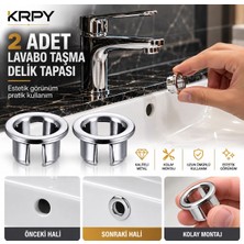 Krpy Krom Lavabo Yüzüğü Su Taşma Delik Kapatma Aparatı 2 Adet