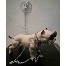 Salıncak Araç Içi Torpido Süsü ( Bej ) Gözlüklü Pitbull Dekor 3D Art 10 Cm.