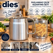 Dies Süzgeçli 304 Paslanmaz Çelik Haşlama Kızartma Potu 2 Litre