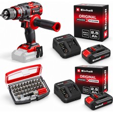 Einhell Tp- CD 18/80 Li I Bl Akülü Solo Darbeli Matkap + 2 x 2.5 Ah Starter Kit Akü + Kwb 32 Parça Bits Uç