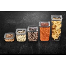 Str Store Sude Kare Saklama Kabı, 5'li Set (1700 ML+1200 ML+1000ML+700ML+350 Ml)
