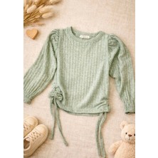 Soft Mint Büzgülü Çocuk Bluz