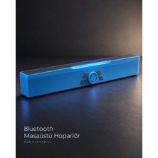 Döner Kontrol Düğmeli Bluetooth 5.4 Kablosuz Hoparlör 6 W Rgb Işıklı Mavi Midastech