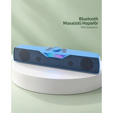 Rgb Işıklı Bluetooth 5.4 Masaüstü Soundbar Hoparlör USB ve Tf Kart Destekli Mavi Midastech