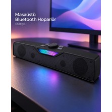 OtoTech Rgb Işıklı Bluetooth 5.4 Masaüstü Soundbar Hoparlör USB Destekli Siyah