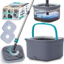 Str Store True Clean Paspas ve Kova Sistemi, Kare Döndürmeli Paspas, Çift Bölmeli Paspas Kovası ve 2 Kalın Makinede Yıkanabilir Paspas Pedleri (Spin Mop) Içerir