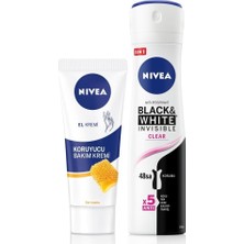 Str Store Kadın Sprey Deodorant Black&white 150ML ve Nemlendirici Korucuyu El Bakım Kremi 75ML