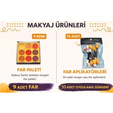 Str Store Profesyonel 9 Renk Far Paleti ve 10 Adet Çift Taraflı Sünger Aplikatör Seti,mat, Işıltılı ve Sedefli Tonlar,günlük, Gece ve Özel Gün Göz Makyajı Için Tam Set
