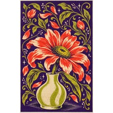 Rugs Modern Halı Dora Vintage Botanik Desenli Çok Renkli Ince Dokuma Taban Salon Halısı OZL282