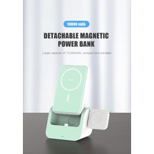 Str Store Kablosuz Power Bank Magsafe Uyumlu Büyük Güç Kaynağı Şarj Seti 10000 Mah Stand Olabilir Cep Telefonu Tablet Saat Kulaklık Mac Şarj Edebilir Powerbank Portatif Sökülüp Tek Kullanılabilir (Zümrüt Yeşil)