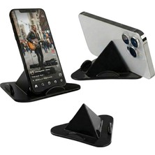 Str Store Siyah Telefon Standı, Masaüstü Telefon Tutucu, 3 Açılı Piramit Tasarım