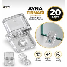 Krpy Şeffaf Ayna Tırnağı 20 Adet – Cam ve Ayna Sabitleme Aparatı, Ayna Tutucu Montaj Klipsi, Cam Raf ve Dekoratif Ayna Sabitleyici