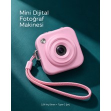 Str Store 1. Cep Boy Pembe Dijital Fotoğraf Makinesi 2,01 Inç Ekran ve Type C Şarj