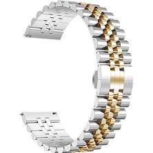 Str Store Galaxy Ile Uyumlu Watch Active 2 40MM Krd-36 20MM Metal Kordon, Gümüş-Rosegold