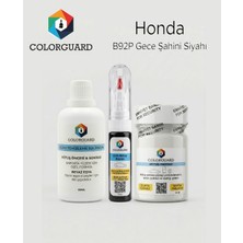 COLORGUARD Honda B92P Gece Şahini Siyahı Rötuş Seti - 2 si 1 Arada İğne ve Fırça Uçlu Şişe, Solüsyon ve Rötuş Pastası