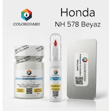COLORGUARD Honda NH 578 Beyaz Rötuş Seti - 2 si 1 Arada İğne ve Fırça Uçlu Şişe, Rötuş Pastası ve Rötuş Çeliği