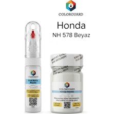 COLORGUARD Honda NH 578 Beyaz İğneli & Fırçalı Şişe Rötuş Boyası ve Rötuş Pastası Seti