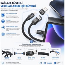 Str Store Bix 5IN1C-BK 1.5 Metre Siyah 240W Usb-A ve Type C ve Lightning Çok Fonksiyonlu Yüksek Hızlı Şarj ve Data Kablosu, Çok Uçlu Şarj Kablosu (Tüm Type C/lightning Telefon ve Tabletlerle Uyumludur)