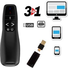 Str Store Tablet - Telefon -Bilgisayar - Apple iPad ve Macbook Uyumlu Kablosuz Sunum Kumandası - Type-C Siyah
