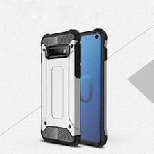 Str Store Samsung Galaxy S10 Plus ile Uyumlu Çift Katman Koruyucu Crash Military Tank Kılıf - Gri