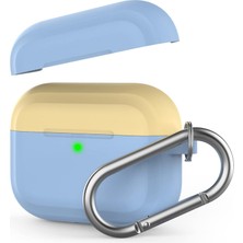 Str Store Airpods Pro 1. ve 2. Nesil Uyumlu Silikon Kılıf | Kablosuz Şarj Destekli, Karabinalı Ince Koruyucu Case Açık Mavi