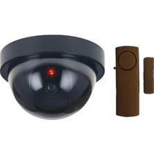 Str Store Estetik Caydırıcı Alarm Seti LR-SK04 Sahte Caydırıcı Dome Kamera ve LR-4444K Kahverengi Pilli Kapı Pencere Alarm - Piller Hariç