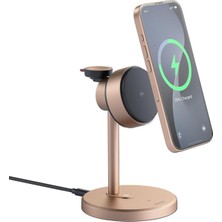Str Store CH-2463 3in1 15W Magq Qi2 Magsafe iPhone Kablosuz Şarj Standı Titanyum