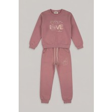 Enjoy Kids Kız Çocuk ''love'' Baskılı Kurdele Detaylı 2'li Eşofman Takımı