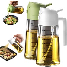 Str Store 16OZ/470ML Pişirme Için Cam Zeytinyağı Püskürtücü - Mutfak Aletleri, Hava Fritözü, Salata ve Barbekü Için 2'si 1 Arada Zeytinyağı Dispenseri - Beyaz ve Yeşil