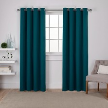 Str Store Curtains Saten Gt Fitilli Dokuma Oda Karartma Halkası Üst Perde Paneli Çifti, 52X96, Safir Deniz Mavisi, 2 Adet