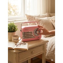 Str Store Retro Tasarımlı Bluetooth Fm Radyo - Havana (Pembe)