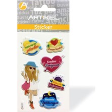 Str Store PM-971 Özgür Kız Puffy Sticker, Puffy Çıkartma 7,5X11,5 cm