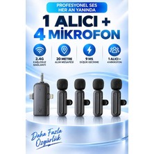 Str Store 1 Alıcı 4 Mikrofonlu 2.4g Kablosuz Yaka Mikrofonu Vlog SX26 Pro