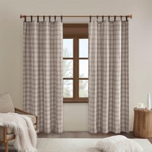 Str Store Anaheim Kabin Ekose Perde Penceresi, Isı Yalıtımlı Polar Astar, Oturma Odası Dekoru Yatak Odası Için Işık Engelleyici Örtüsü, 1-Tekli Panel Paketi, 50" x 84", Suni Deri Tab, Kahverengi