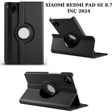 Str Store Xiaomi Redmi Pad Se 8.7 Inç 2024 ile Uyumlu Tablet Kılıfı Kapaklı Standlı 360 Dönebilen Tam Koruma Kapak - Siyah