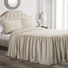 Str Store Fırfırlı Etek Yatak Örtüsü Vintage Şık Çiftlik Evi Tarzı Hafif 3 Parça Set, California King, Nötr