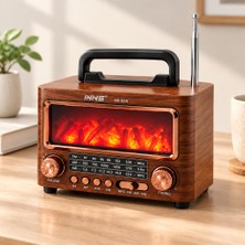 Str Store Şömineli Retro Radyo Bluetooth Hoparlör - Am/fm/sw Usb/type-C Şarjlı