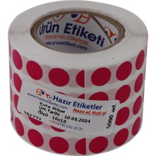 Str Store Kuşe Rulo Renkli Zemin Baskılı, 10MM Çap, 5000 Adet, 5'li Yan Yana (Pembe)