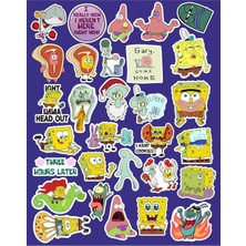 Str Store Sünger Bob Kare Şort Seri 2 Sticker Telefon Laptop Notebook Tablet Defter Matara Stiker Etiket